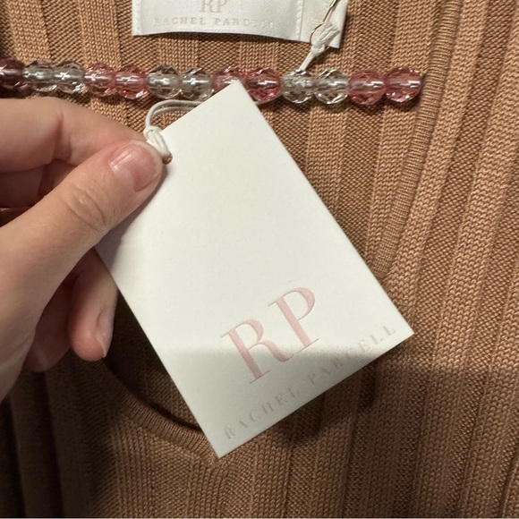 NWT Rachel Parcell WIDE RIB SWEATER DRESS camel brown bell sleeve slit ribbed - Picture 6 of 12
